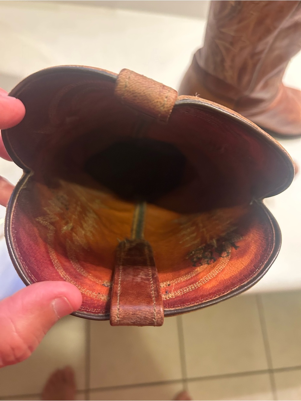 Lucchese Distressed Brown Leather Cowboy Boots - Picture 6 of 6